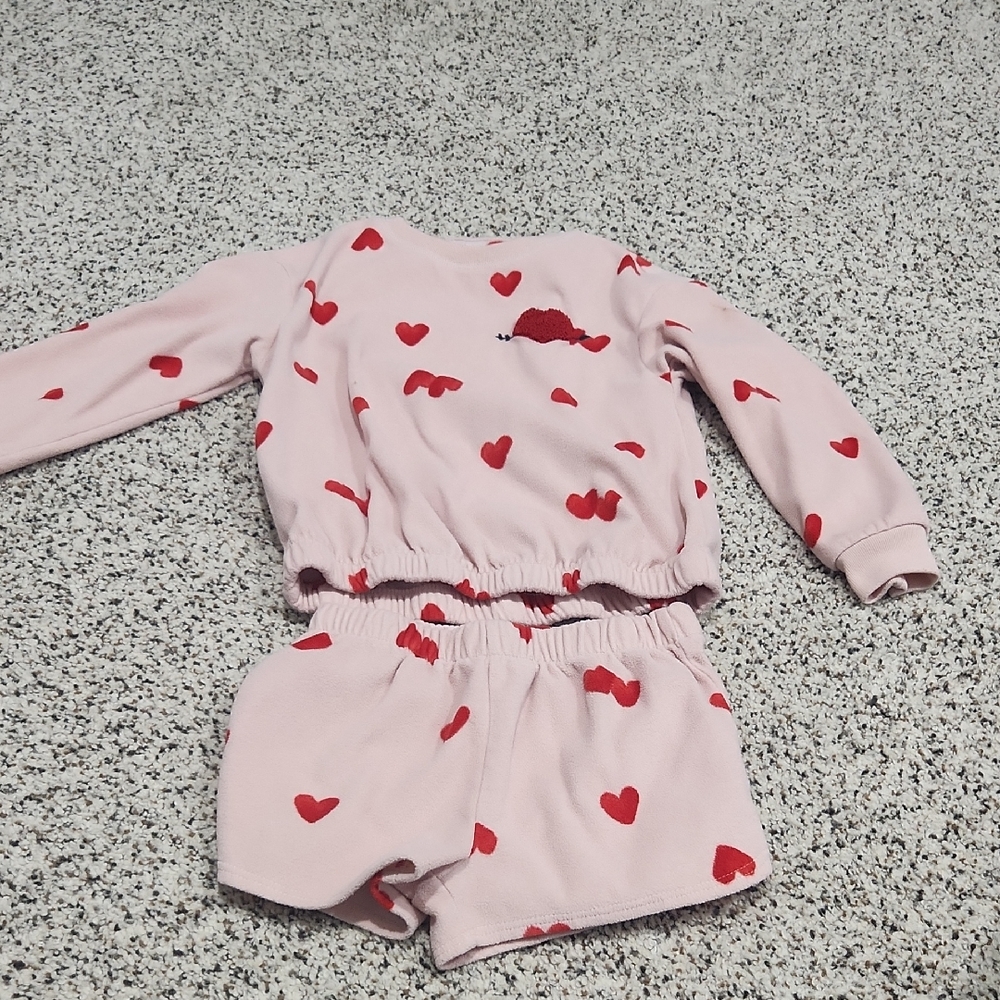 Carter's Pink and Red Heart Sweater Toddler Girls Pajamas
